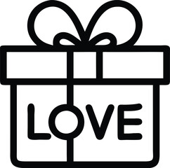 gift box wrapped and decorated with ribbons and bows. Outline packed festive present. Stock vector illustration isolated 