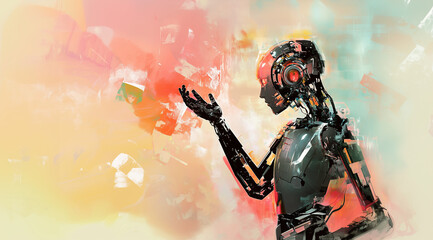 Fototapeta premium Reaching for Tomorrow: A Robot's Dynamic Journey