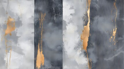 Abstract Grey Gold Texture Painting Art Print