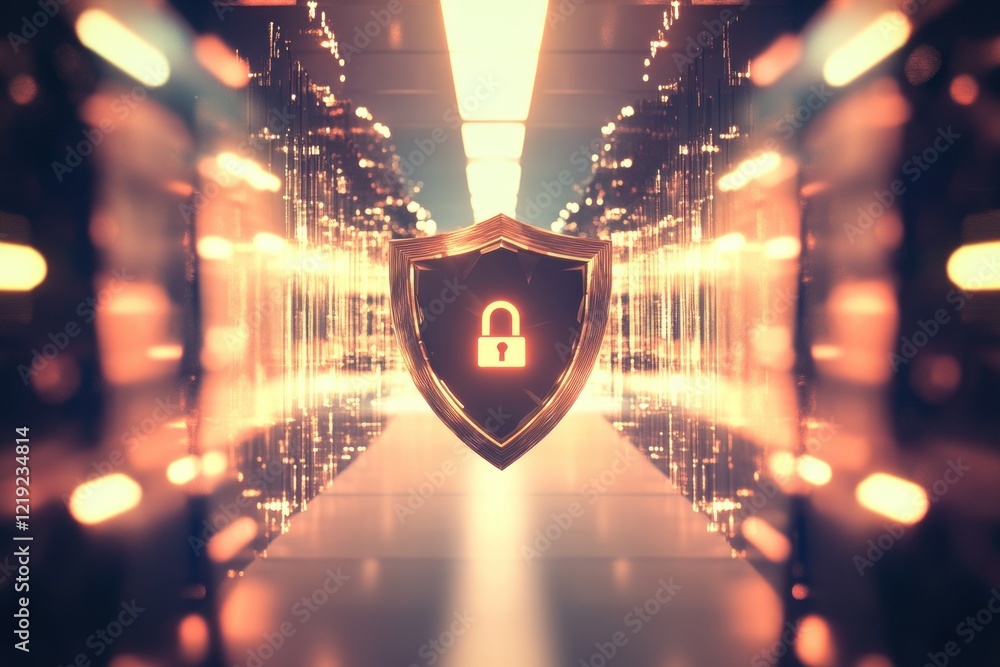 Poster striking digital security representation in modern setting