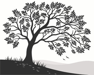 Obraz premium beautiful tree silhouette vector illustrations