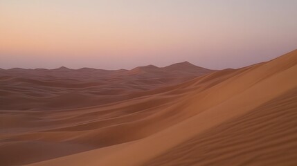 Fototapeta premium Stunning Desert Landscape at Sunrise Golden Sand Dunes