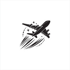 Black silhouette airplane vector