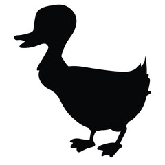 Cute cartoon hand drawn vector duck icon silhouette.