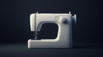 Modern electric sewing machine on dark background with space for text