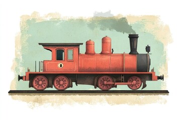 Naklejka premium Vintage Steam Train Illustration on Textured Background
