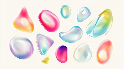 Colorful abstract shapes, liquid design elements, white background, for website or app design