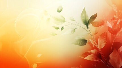 Abstract Floral Design With Orange And Green Leaves