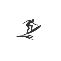 Silhouette of a surfer riding a wave on a white background