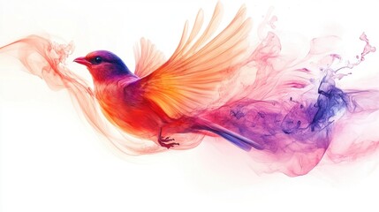 A stunning illustration a colorful bird soaring through vibrant abstract colors showcasing nature