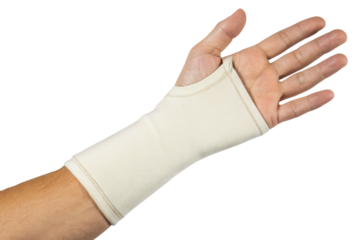 Beige wrist support brace isolated with transparent background