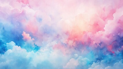 Pastel Pink & Blue Watercolor Abstract Panoramic Background - Soft Gradient Texture