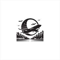 Black silhouette airplane vector