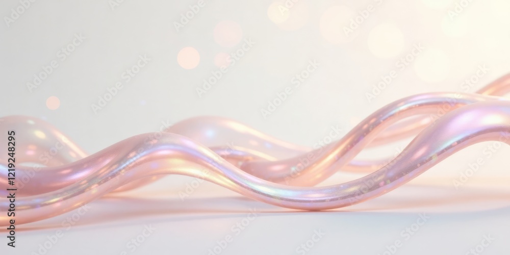 Aufkleber abstract pink iridescent fluid forms flowing gracefully across a soft white surface with gentle ligh