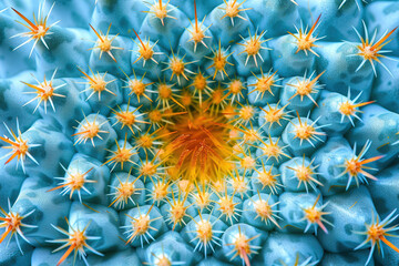 Close-up of a cactus surface, highlighting sharp spines and intricate, textured skin patterns