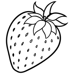 Simple Strawberry Vector in Line Art Style