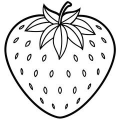 Simple Strawberry Vector in Line Art Style