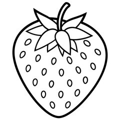 Simple Strawberry Vector in Line Art Style