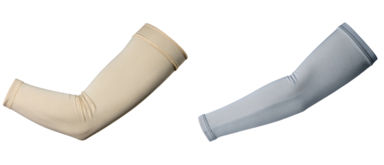 Beige and gray arm sleeves isolated with transparent background
