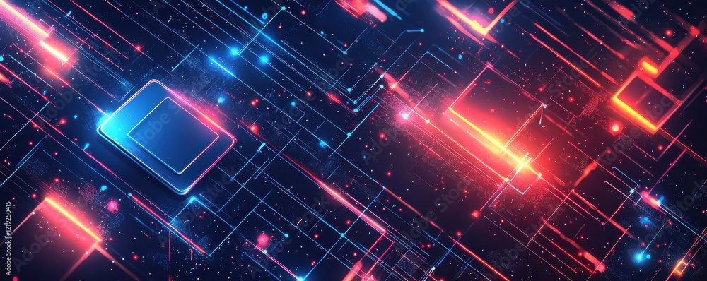 Poster futuristic digital circuit board visualizing data technology and network security