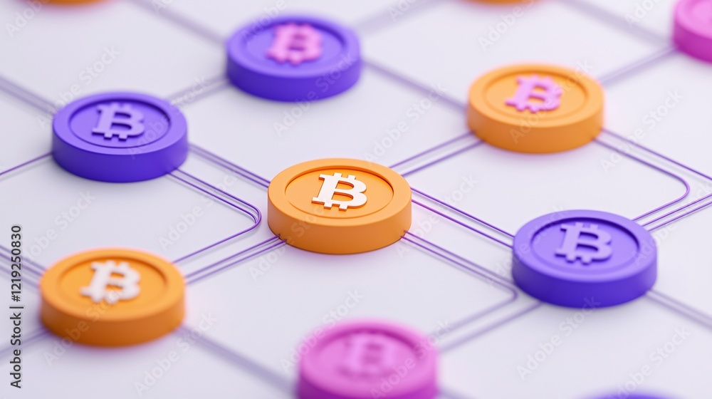 Poster bitcoin cryptocurrency digital finance blockchain value trading software wealth.