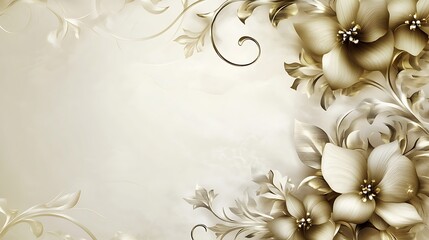 Elegant Gold Flowers and Ornate Floral Design