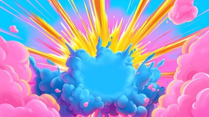 Vibrant pop art frame template with bold comic style borders for dynamic designs