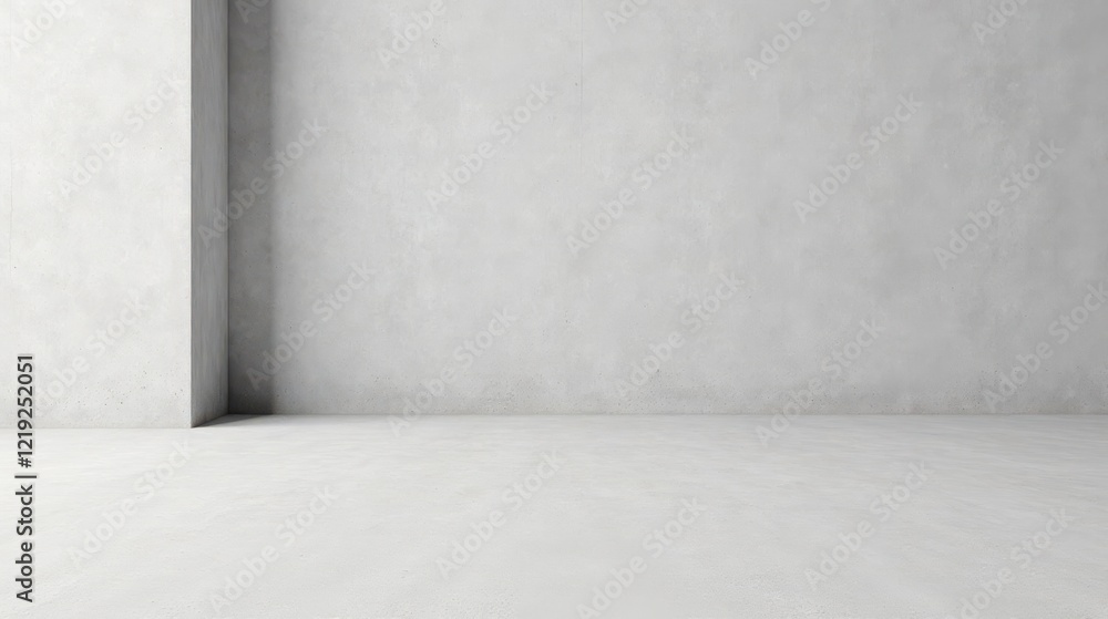 Poster empty corner in a modern minimalist room with smooth concrete walls and floor