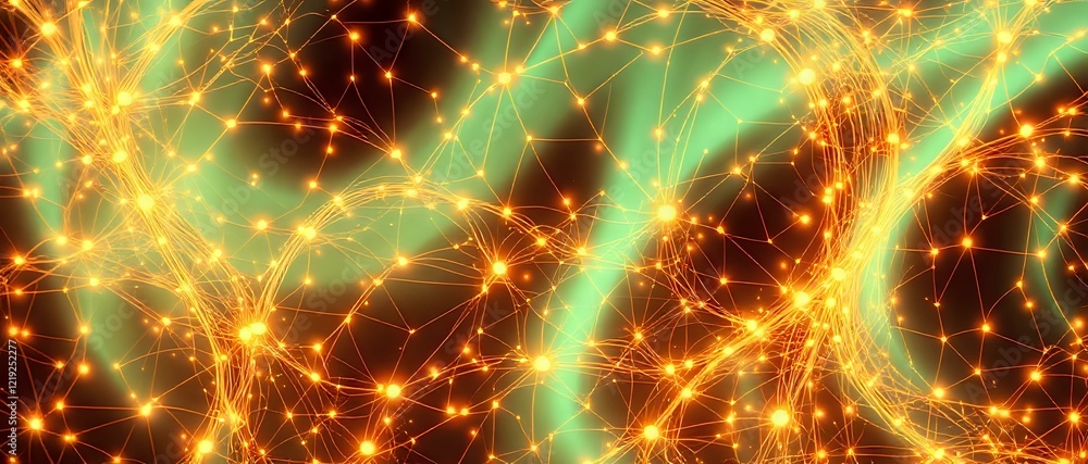 Poster cybernetic aurora - glowing data network in motion