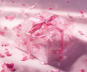 Elegant Valentines Day Gift Wrap Transparent Paper with Delicate Floral Design