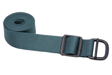 Teal nylon webbing belt isolated with transparent background