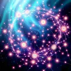 Fototapeta premium Bioluminescent Art Nouveau Cybernetic Network - Northern Lights Inspired