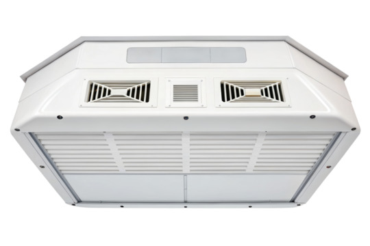 White ceiling mounted air conditioning unit isolated with transparent background