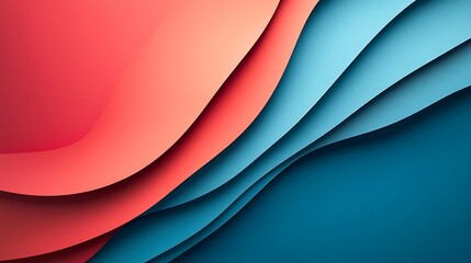 Abstract Wavy Layers of Coral and Teal