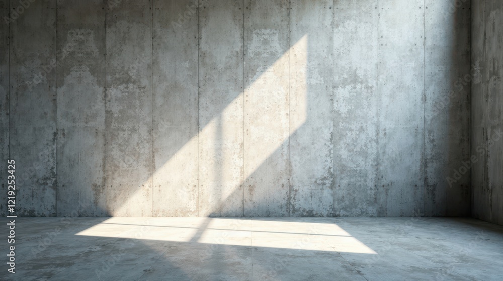 Aufkleber empty industrial room with sunlight streaming through a window illuminating the concrete floor and w