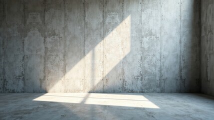 Empty Industrial Room with Sunlight Streaming Through a Window Illuminating the Concrete Floor and Walls