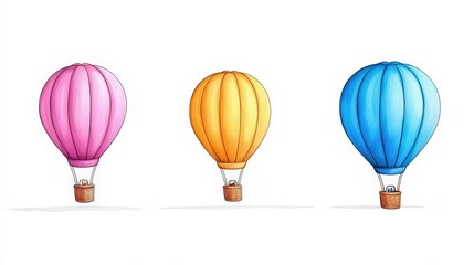 Colorful Hot Air Balloons Floating in the Sky with a Bright Background