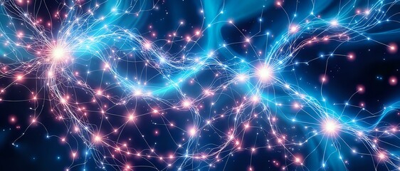 Obraz premium Celestial Night: Blue & Purple Stars with Center White Star | Space Sky Art