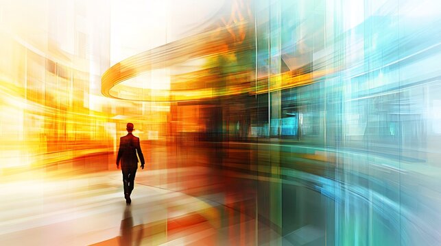 Artistic rendering of business transformation dynamic layers symbolizing change management processes innovation and the reshaping of corporate structures to adapt to new market realities