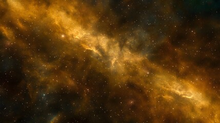 Fototapeta premium Golden Nebula Cosmic Space Background Starry Night Sky