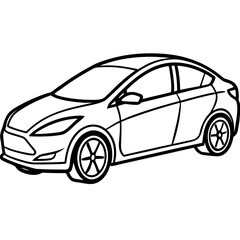 Sleek EV Line Art Vector Concept