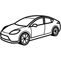 Sleek EV Line Art Vector Concept