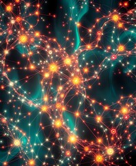 Obraz premium Abstract Bioluminescent Constellation - Intricate Node Network