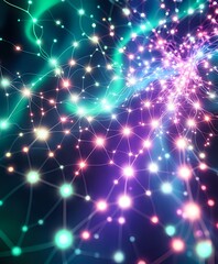 Obraz premium Radiant Neon Net: Bioluminescent Cybernetic Art Nouveau