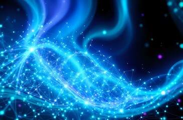 Obraz premium Cybernetic Aurora Art Nouveau Tech Nodes - Blue Purple Glow