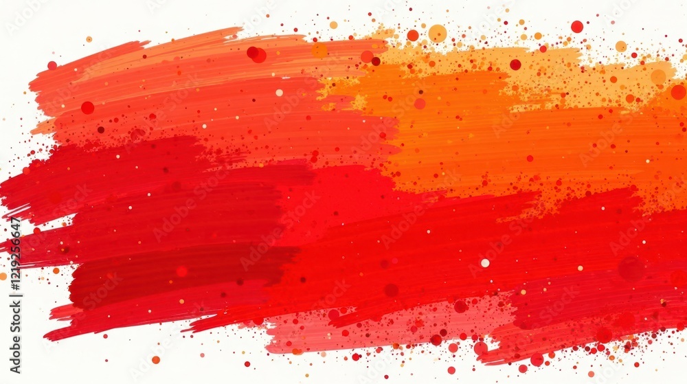 Poster Abstract Red and Orange Brushstrokes with Scattered Dots A Vibrant, Energetic Background Ideal for Design Projects