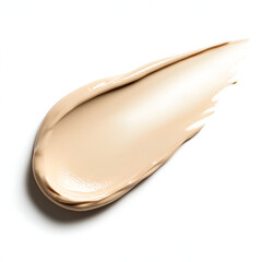 Fototapeta premium Swiped swatch of light beige foundation makeup cream on white background. Perfect for beauty and cosmetics advertising.