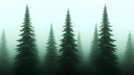 Obraz premium beautiful view ofer a foggy forest from hil