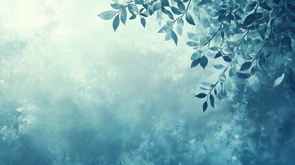 Teal Watercolor Leaves Abstract Background