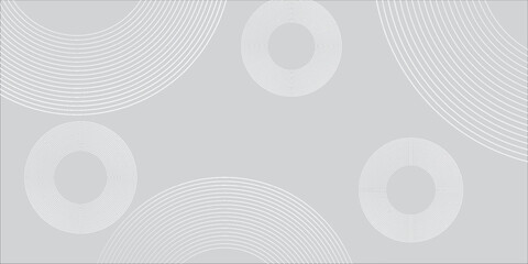 Abstract white glowing geometric lines on gray background. Modern shiny blue circle lines pattern. Futuristic technology art